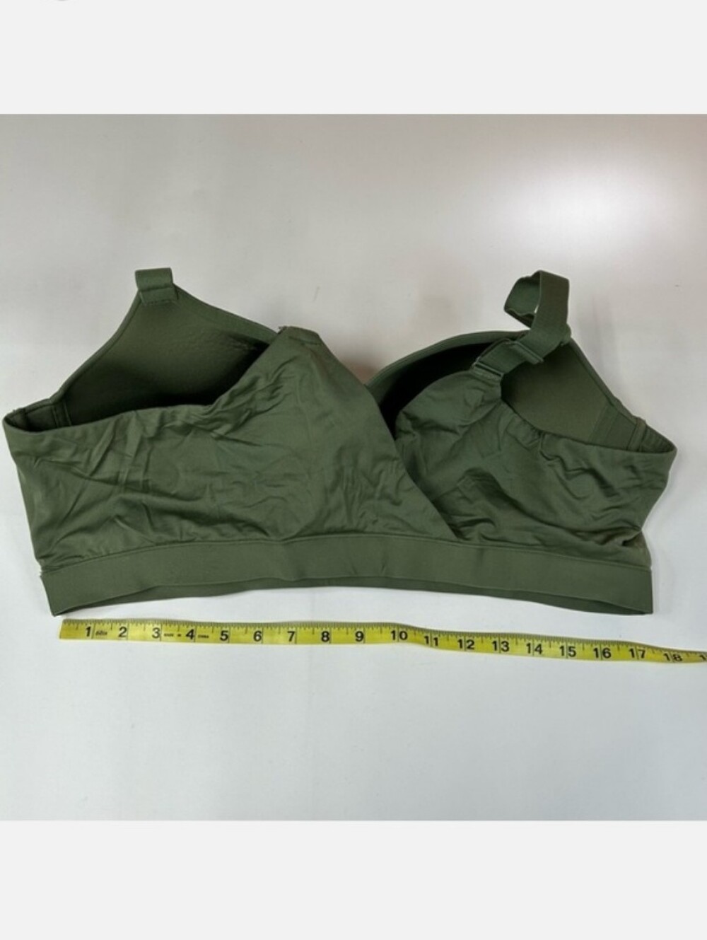 Cacique 46C Lightly Lined Lounge Bra Solid Green Slip Over No Wire #3076 - Picture 3 of 3
